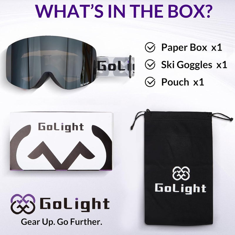 Golight XL Frameless Ski Goggles – OTG Snowboard Goggles with Anti-Fog Lens, UV400 REVO Mirror Protection for Men & Women - Image 3
